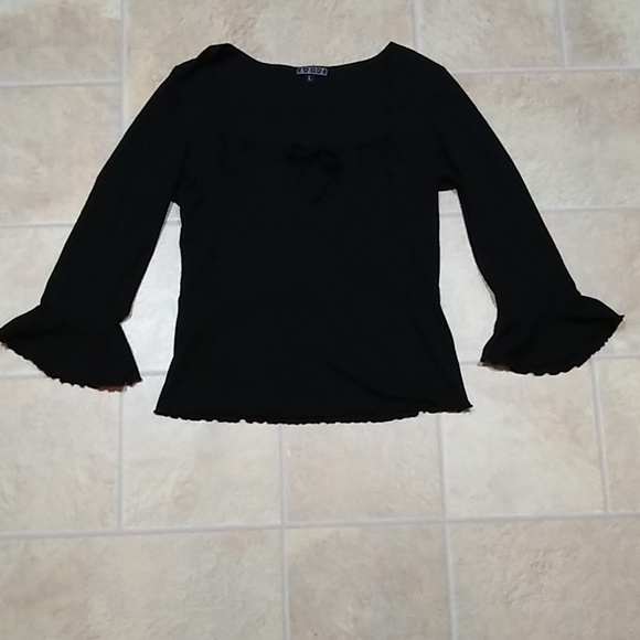 Black 3/4 Sleeve Blouse - Picture 3 of 6
